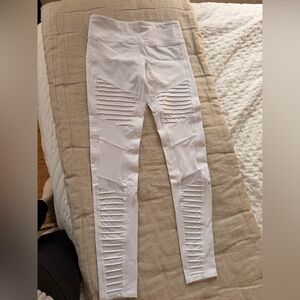 ALO Yoga White Moto Leggings